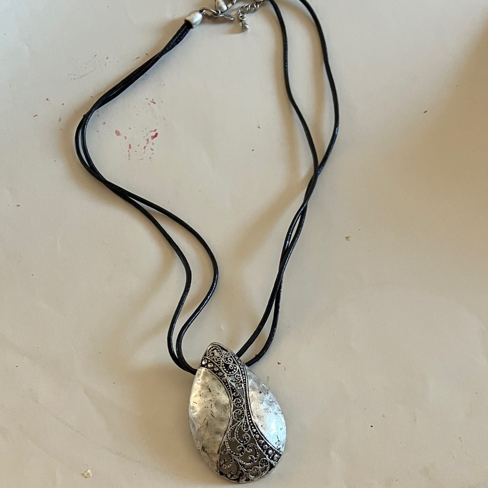Silver and Black Pendant Necklace